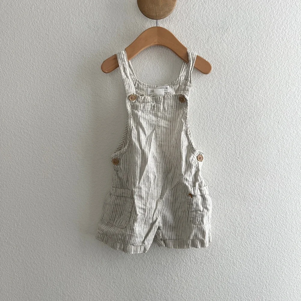 Zara Baby Striped Short Overalls